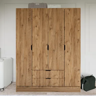 Produktbild von Skye Decor, 1600-140 - Walnut, Kleiderschrank, Nussbaum, 100 % MELAMINBESCHICHTETE SPANPLATTEN, 140 x 45 x 182 cm