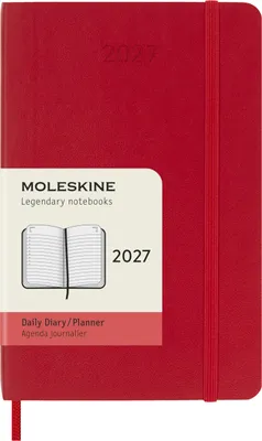 Immagine prodotto di Moleskine Calendario giornaliero 12 mesi 2027, formato tascabile/A6, 1 giorno = 1 pagina, copertina morbida, rosso scarlatto