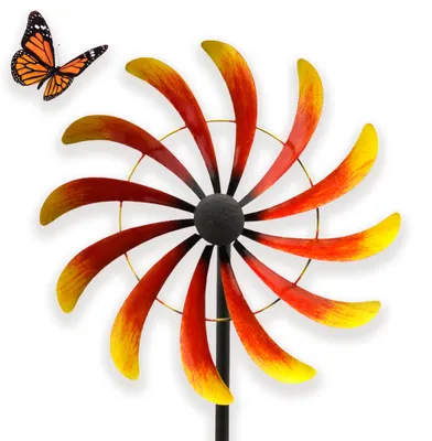 Produktbild von Gartendeko Windrad in 175 cm, wetterfester Gartenstecker in Rot