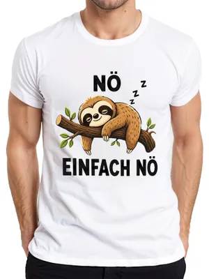 Immagine prodotto di T-shirt da uomo, colore bianco, taglia 3XL, con scritta "No", "Semplicemente no", "Bradipo che dorme", "Pigro", "Dichiarazione", "Sarcasmo"