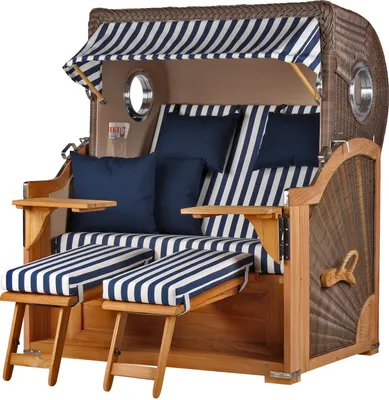 Produktbild von Strandkorb - bene living - Königssee Teak Bullauge - PE grau - Modell 518 - inkl. Liftersystem