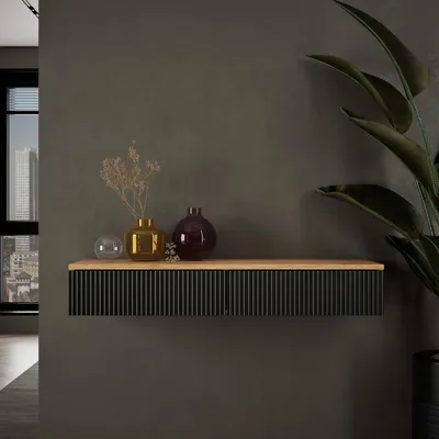 Produktbild von Planetmöbel AMYRA Konsolentisch schmal 100 cm für Garderobe, Flur und Schminktisch, schwarz