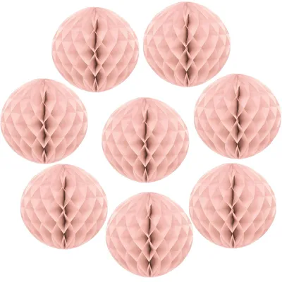 Productafbeelding van Papieren honingraatballen - 8 stuks - Ø 10 cm - Perzikroze