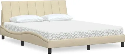 Produktbild von Bett mit Matratze "Hanko" Creme 160x200 cm Stoff