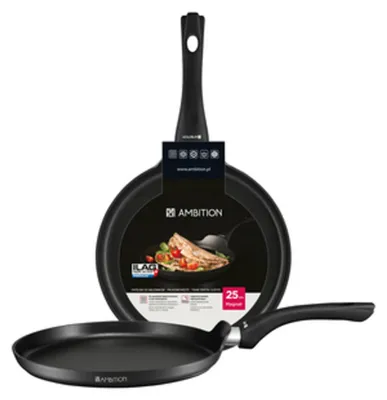 Productafbeelding van Kuketo | Crêpepan 25 cm Ambition Magnat – Anti-aanbakpan met ILAG coating – Geschikt voor inductie en gas – Platte pannenkoekenpan, zwart