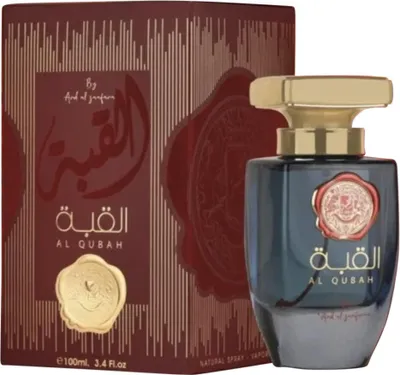 A perfume bottle and its packaging are displayed against a white background.