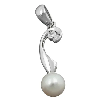 Produktbild von Anhänger 21x6mm Zuchtperle mit Zirkonias rhodiniert Silber 925 silber 21x6mm