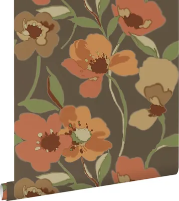 Obrázek produktu pro ESTAhome tapeta květy oranžová a šedozelená 50 x 900 cm