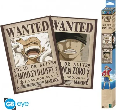 Produktbild von One Piece Set 2 Posters Chibi 52X38 Wanted Luffy & Zoro