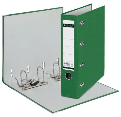 Produktbild von Leitz Plastik-Doppelordner mit zwei Mechaniken, Grün, Pappe, Polyethylen, Polypropylene, 2 x A5, 75 x 285 x 318 mm