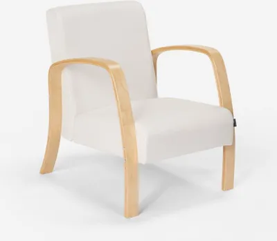 Produktbild von Ergonomischer skandinavischer Design-Sessel aus Holz  für Studio oder Wohnzimmer Frederiksberg - Weiß