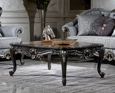 Produktbild von Casa Padrino Luxus Barock Couchtisch Beige / Dunkelgrau / Gold - Handgefertigter Massivholz Wohnzimmertisch - Wohnzimmer Möbel im Barockstil
