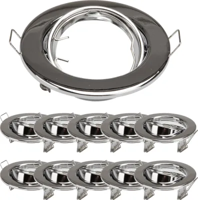 Produktbild von 10x Einbaurahmen Chrom-Metall 6101-A-C Ø65 mm für Leuchtmittel GU10 | MR16 IP20