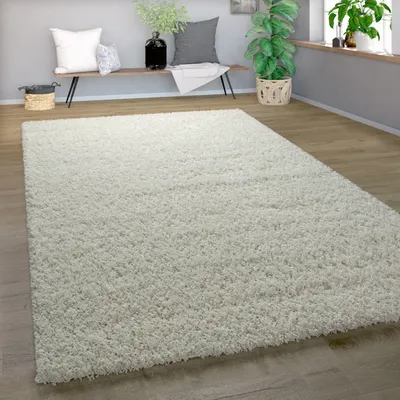 Produktbild von Shaggy Teppich Hochflor Langflor Hochwertig Hohe Fadendichte Uni Schimmer Creme Grösse 70x140 cm