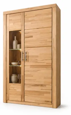 Produktbild von Wohnzimmerschrank 105x42x191 Vitrinenschrank Kernbuch teilmassiv #1423