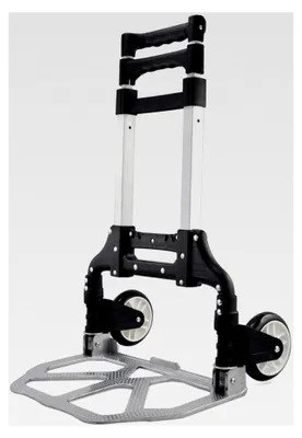Produktbild von Aluminium Sackkarre klappbar mit ausziehbarem Teleskopgriff 100 cm, belastbar bis 75 kg