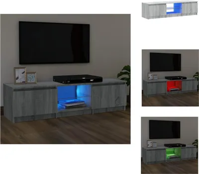 Zdjęcie produktu dla vidaXL Szafka pod TV z oświetleniem LED Szara Sonoma 140x40x35,5 cm - Meble TV