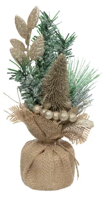 Produktbild von Atmosphera Weihnachtsbaum Standdeko 24 cm gold Tischdeko festliche Weihnachtsdekoration