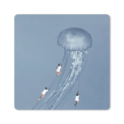 Produktbild von MuchoWow® Mauspad Mousepad Kinder - Quallen - Meerestiere - Vintage 20x20 cm - Mousepads - Maus Mat - Pad - Mausunterlage - Desk Mat - Bureauartikeln