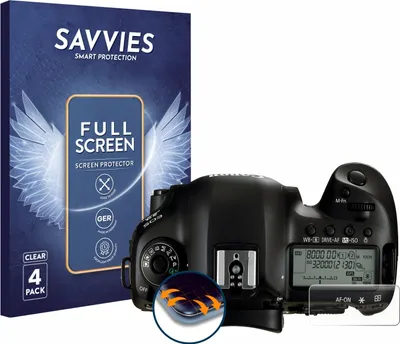 Produktbild von 4x Savvies Fullscreen Schutzfolie für Canon EOS 5D Mark IV (Schulterdisplay) Displayschutz Folie Fullcover Klar Transparent