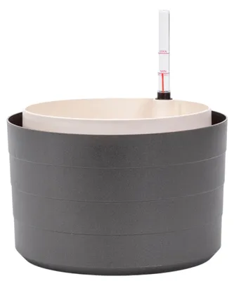 Obrázok produktu pre PLASTIA s.r.o. Samozavlažovací kvetináč Berberis 26 cm, antracit a slonová kosť