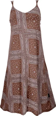 Produktbild von Midikleid mit Patchworkdruck, Sommerkleid, Trägerkleid - Schokobraun, Damen, Viskose, Größe: L