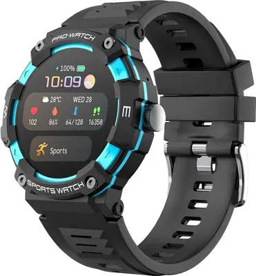 Produktbild von Smartwatch Herren Robuste Wasserdicht Sport Outdoor Tactical Watch Handwerker Gesundheitsuhr Blutdruck Pulsuhr Telefonfunktion Silikon Android IOS