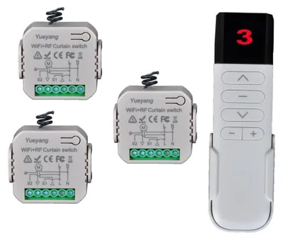 Wifi-Rolluikset, 3 Schalter + RF-Fernbedienung, kompatibel mit Alexa