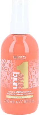Obrázok produktu pre Revlon UniqOne Curls, Unisex, Profesionálny kondicionér na vlasy, Kučeravé vlasy, Všetky farby, Proti krepovitosti, Rozčesávanie, Výživný, Ochrana, Oprava, Lesk, Zmäkčovadlo, 230 ml
