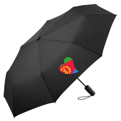 Produktbild von Huuraa Regenschirm Eritrea Flagge Herz 98cm Schwarz Sturmfest Taschenschirm Geschenkidee