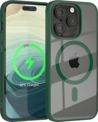 Produktbild von EAZY CASE Clear MagSafe Case für Apple iPhone 14 Pro, Qi-Charging, Silikon mit Kameraschutz, Bumper Case in Grün