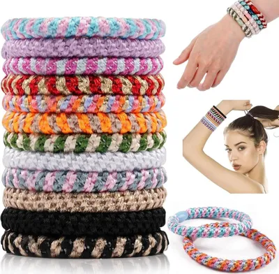 Produktbild von Haargummi, 12 Stück Haargummis Damen, Elastisch Zopfgummi, Stylisch Pferdeschwanz Inhaber für für dickes Haar und lockiges Haar, Damen
