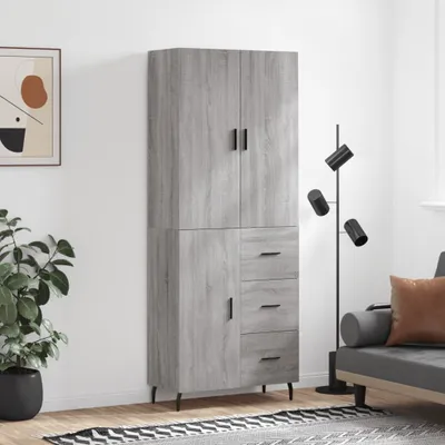 Produktbild von Möbel Highboard Grau Sonoma 69,5x34x180 cm Holzwerkstoff - Kommoden 3195921