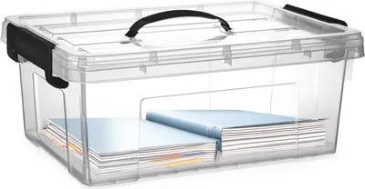 Produktbild von Aufbewahrungsbox mit Deckel - transparent grau - 12.5 Liter - 40 x 30 x 16 cm - Kunststoff