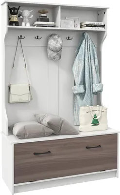 Produktbild von GOPLUS Garderobenständer mit Sitzfläche, Kleiderständer mit Ablage, 5 Haken, Garderobenschrank, Flurgarderobe Kompaktgarderobe für Eingang, Schlafzimmer, 100 x 40 x 160cm (Weiß)