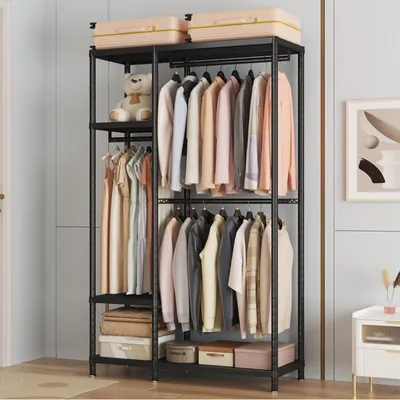 Image de Portant à vêtements - 114 cm - Métal - 6 étagères - 3 barres