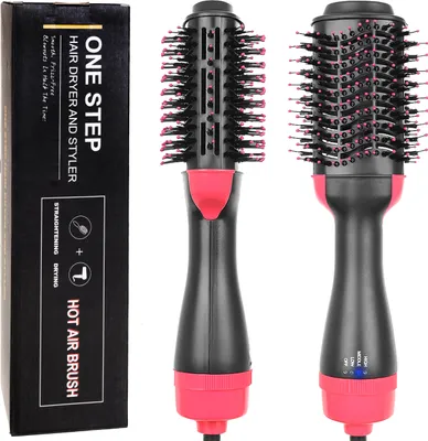 A product shot of a hair dryer and styler with its packaging.