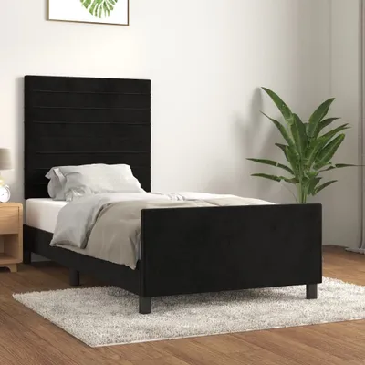 Produktbild von Bettgestell mit Kopfteil Schwarz 80x200 cm Samt