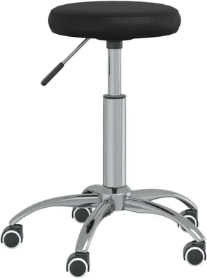 Produktbild von Drehbarer Friseurhocker mit Rollen für Massage, Spa und Salon aus schwarzem Kunstleder