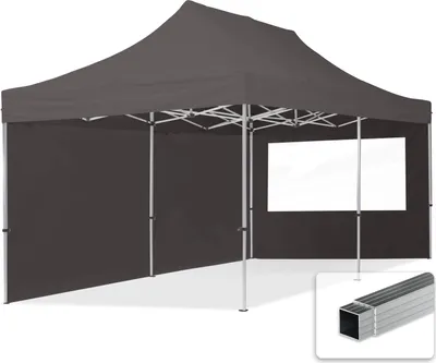 Produktbild von TOOLPORT 3x6m Aluminium Faltpavillon, inkl. 2 Seitenteile, dunkelgrau