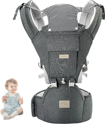 Obrázok produktu pre Nosidielko pre novorodencov, ergonomické, vhodné od 3 do 36 mesiacov, vyrobené z bavlny, s bedrovou oporou, ideálne na prechádzky