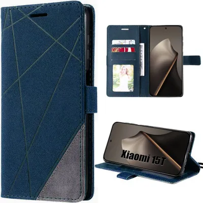 Image de Coque pour Xiaomi 15T, Protection Anti-Rayures Effet Cuir - Bleu Marine