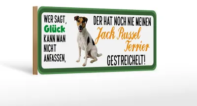 Produktbild von Holzschild Tier Spruch 27x10cm Jack Russel Terrier Hund gestreichelt