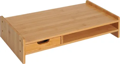 Produktbild von Fortuna Lai Monitorständer Bildschirmständer Schreibtisch-Organizer mit Schubladen in Natur 49x25,5x11,5cm für Ordnung am Arbeitsplatz