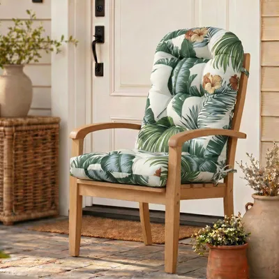 Image de (Hawaï) Coussins pour chaises de jardin, adaptés à une utilisation intérieure et extérieure, imperméables, avec un rembourrage épais et des sangles de fixation élastiques, dimensions : 110 x 50 x 10 cm