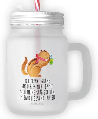 Produktbild von Mr. & Mrs. Panda Cocktailglas Eichhörnchen Smoothie - Transparent - Geschenk, Green Smoothies, Trinkglas, Glas Mit Schraubverschluss, dessertglas, deckel, Abnehmen, Diät