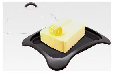Produktbild von Butterdose aus Porzellan, Schwarz - Transparent