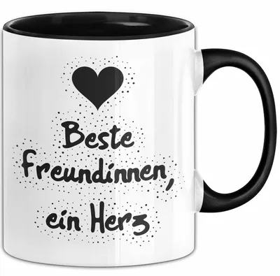 Produktbild von Beste Freundinnen, ein Herz Tasse mit Spruch Geschenk Freundin (Schwarz)