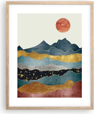 Produktbild von Gerahmtes Poster - Rahmen in heller Eiche - Osten Sonne Berge - 40x50 cm - Wand Bild - Wanddeko - Wandbilder - Kunstposter - Wandposter - Bilderrahmen - Bilder - Kunstdruck - P2NPA40x50-5182