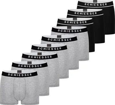 Produktbild von Schiesser 9er Pack 95/5 Organic Baumwolle Retro Short / Pant Körpernahe Shorts mit Webgummibund , Kontraststarke Logo-Prägung am Bund, Elastische Single-Jersey-Qualität